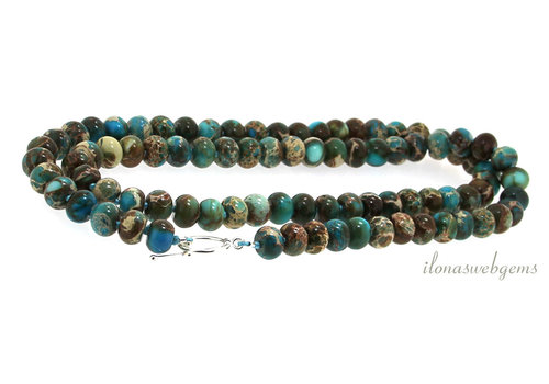 Inspiratie: Geknoopt collier 80cm met Imperial Jaspis en Kapittelslot