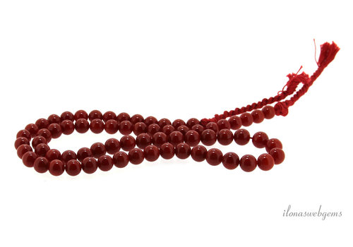 Rote Koralle 'Corallium Rubrum', rund, 7 mm