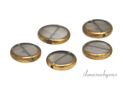 Moonstone coin gold plated around 15x3mm
