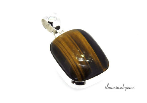 Sterling silver pendant with tiger eye around 27x20mm