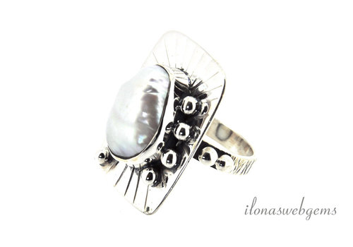 Sterling silver ring Freshwater pearl around 31x23mm