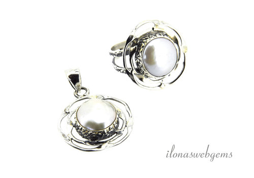 Sterling zilveren set Zoetwaterparel