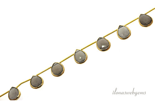 1 stuk Vermeil hanger met Maansteen ca. 15x11x4.5mm