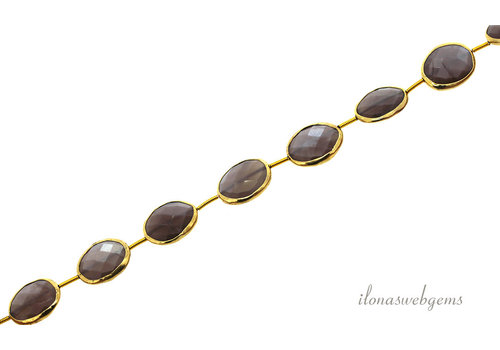 1 stuk Vermeil kraal met Maansteen ca. 16x12x4.5mm