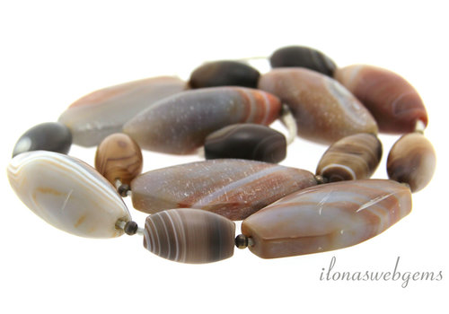 Silk Road Agate beads "ancient" approx. 40x15mm