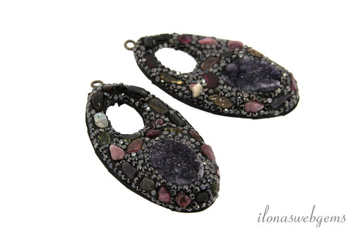 1 pair of snakeskin earrings, approx. 52x30mm