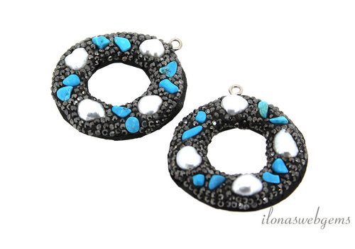 1 pair of Earring pendants snake leather around 36mm
