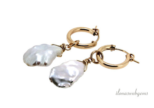 Inspiratie 14/20 Gold filled creolen met Keshi parels