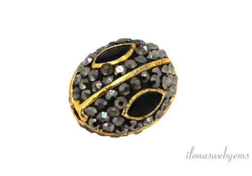 Brass bead with marcasite approx. 16x13mm