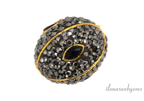 Brass bead with marcasite approx. 22x19.5mm