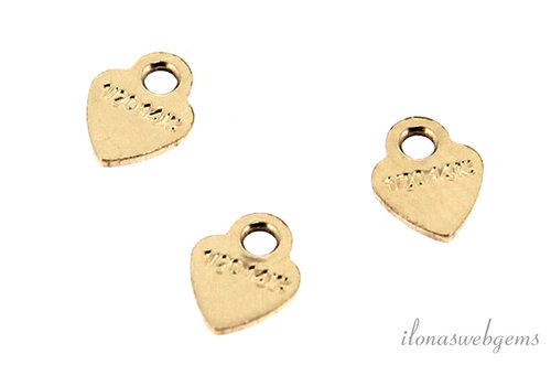 1x 14/20 Gold filled labeltje hartje ca. 3.5mm