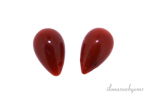 1 Paar Eiszapfen aus „Altholländischer Koralle“, ca. 5 x 3,5 mm