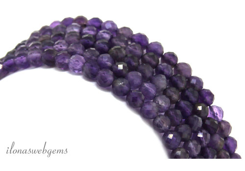 Amethyst beads faceted round approx. 4mm AA quality cut