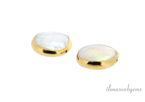 Süßwasserperlen-Perlenmünze vergoldet, ca. 15x4mm
