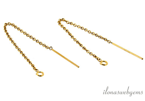 1  paar 14/20 Gold filled doortrek oorhangers met open oogje ca. 65mm