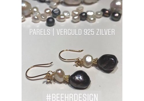Inspiratie oorbellen parels met verguld zilver