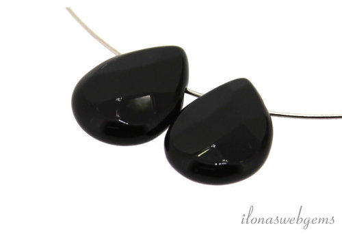 1 pair of Onyx drops faceted approx. 25x18mm