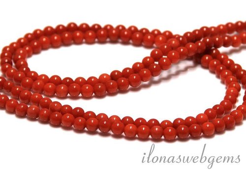 Coral beads 'old Dutch' round approx. 4mm