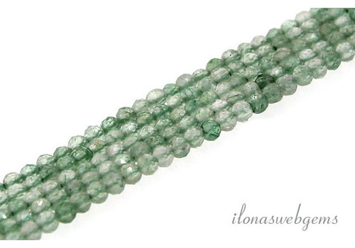 Groene strawberry quartz facet rond