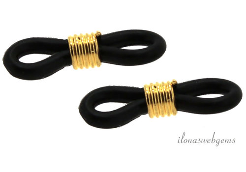 1 pair of Glasses rubbers black - gold colored