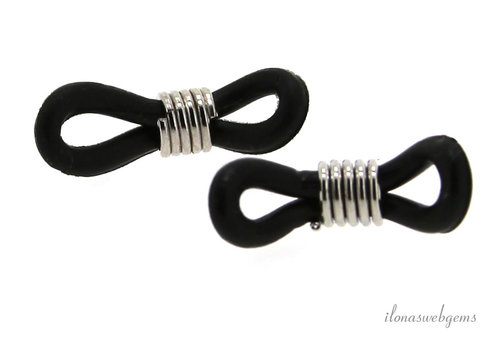 1 paar Bril rubbertjes zwart - zilverkleurig