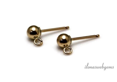 1 pair of 14 carat gold stud earrings, approx. 4 mm