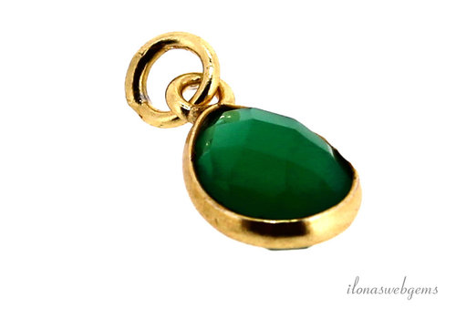 Vermeil hangertje met groene Onyx ca. 14.5x8x4.5mm