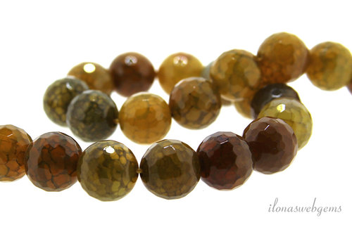 Fire agate beads round facet about 11.5mm