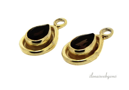 14 karaat Vermeil hangertje met Rookkwarts ca. 15x9x4mm