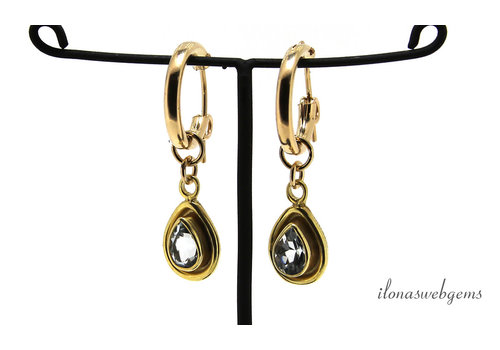 Gold filled creolen met Vermeil hangertje Aquamarijn