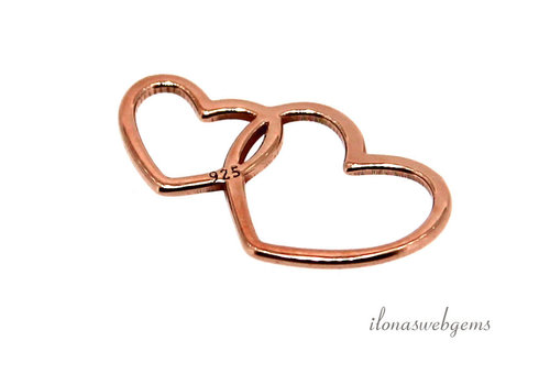 Rosé Vermeil connector hearts approx. 14x8mm