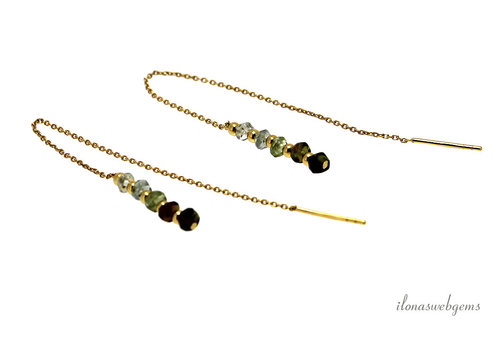 Vermeil doortrek oorhangers Toermalijn