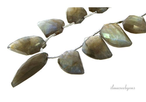 Labradorite drops AA quality ascending and descending from approx. 15x8x4 to 23x13x7mm