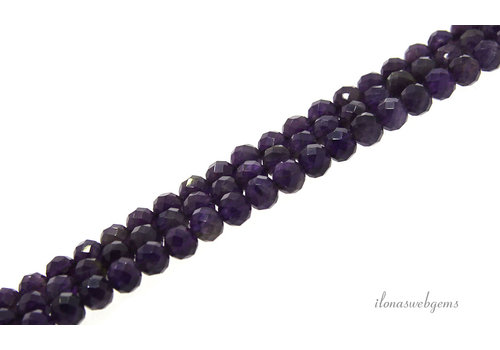 Amethyst beads large faceted round approx. 6mm AA-quality cut