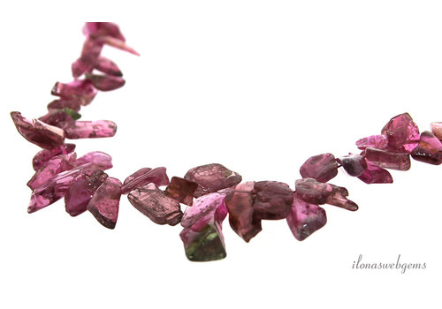 Pink Tourmaline beads side drill up and down from approx. 8x4 to 16x7mm