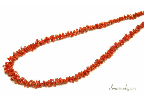 Red coral beads sticks '' Corallium Rubrum '' approx. 4x2 to 8x2mm