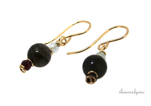 Earrings Labradorite AA quality, Gold filled