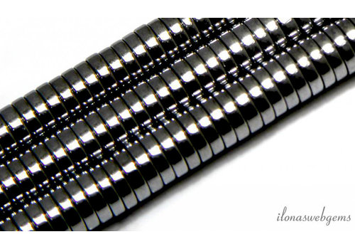 Hematiet kralen zilver discs ca. 6x2mm