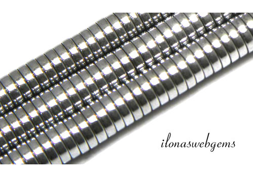 Hematiet kralen discs zilver ca. 6x1mm