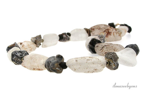 Necklace with rough Agate and Rock crystal