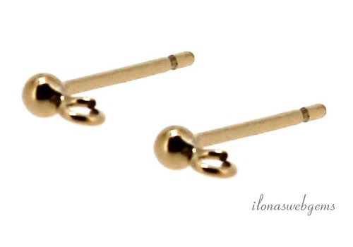 1 Paar Ohrstecker mit 14-Karat/20-Gold-Füllung, minimalistisch, 2 mm konvex