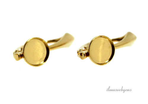 1 paar Vermeil oorhaakjes voor cabochon 6mm