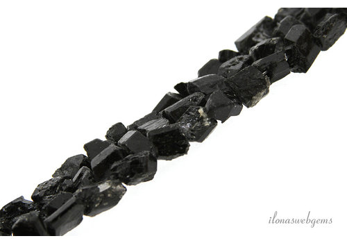 Zwarte Toermalijn kralen (Schörl) ca. 10x7mm