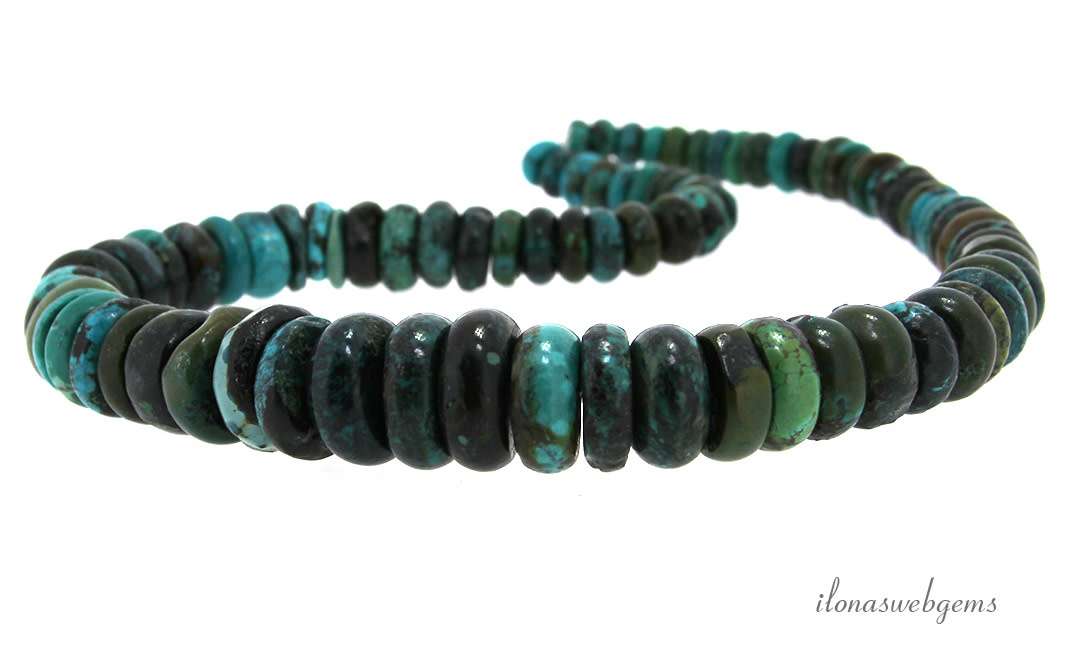 SUNNYCLUE 1 doos 167 stuks natuursteen Heishi kralen 4,5 mm schijf turquoise kralen platte ronde munt steen edelsteen kralen met elastische draad voor sieraden maken ambachtelijke armband oorbellen