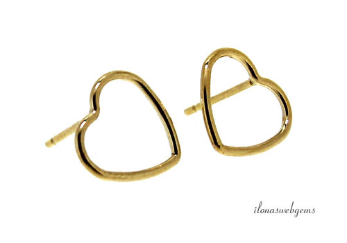 1 paar 14/20 Gold filled oorstekers hartje