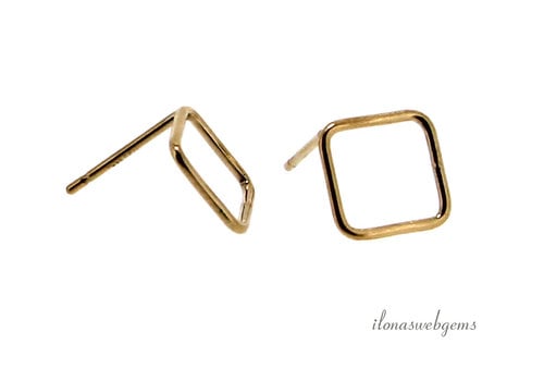 1 paar 14/20 Gold filled oorstekers diagonaal vierkant