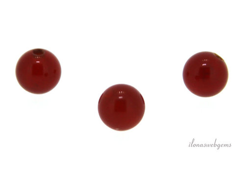 1x Carnelian bead round 6mm - half pierced