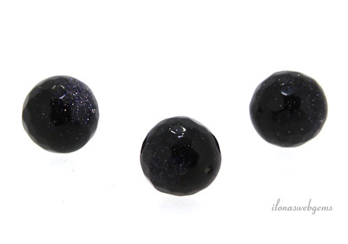1x Goldstone bead blue faceted 10mm - half pierced