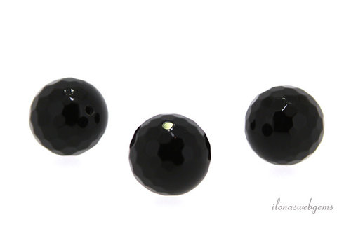 1x Onyx kraal facet 12mm - half doorboord