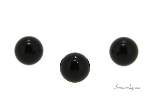 1x Onyxperle rund 4mm - halb durchbohrt